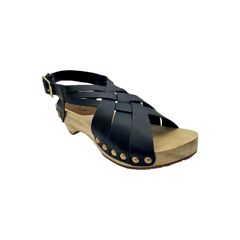 Jax & Bard Leather Wooden Clogs Jewell Black - Medium